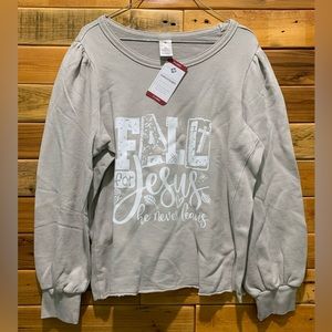 Women Fall for Jesus sweatshirt size XL light tan color